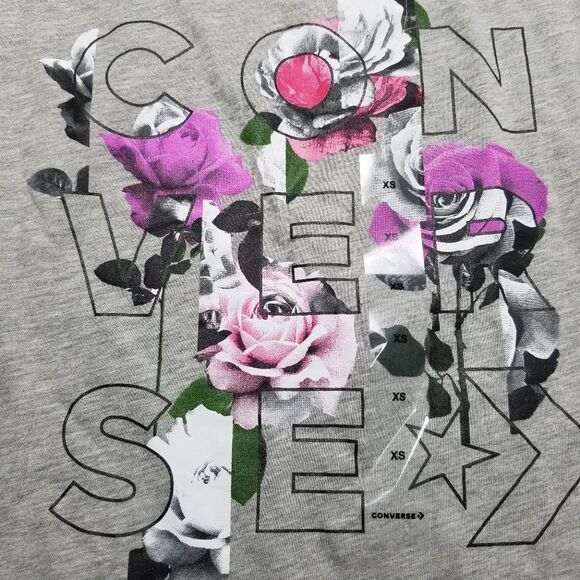 Converse Women Extra Small Floral Graphic Short Sleeve Crew-Neck‎ Tee - Picture 3 of 7